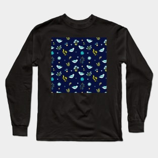 Floral and birds pattern with hearts Long Sleeve T-Shirt